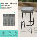 29.5 Inches Patio Bar Stools Set of 2 with Rattan Seat and Footrest