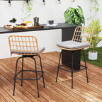 2-Piece Patio Swivel Bar Stools with Cushions
