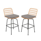 2-Piece Patio Swivel Bar Stools with Cushions