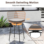 2-Piece Patio Swivel Bar Stools with Cushions