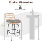 2-Piece Patio Swivel Bar Stools with Cushions
