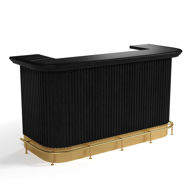 Prohibition Series 84" Cocktail Bar, Matte Black / Brass by RAM Game Room