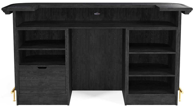 Prohibition Series 84" Cocktail Bar, Matte Black / Brass by RAM Game Room