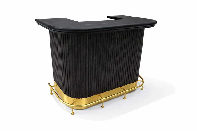 Prohibition Series 60" Cocktail Bar, Matte Black / Brass by RAM Game Room
