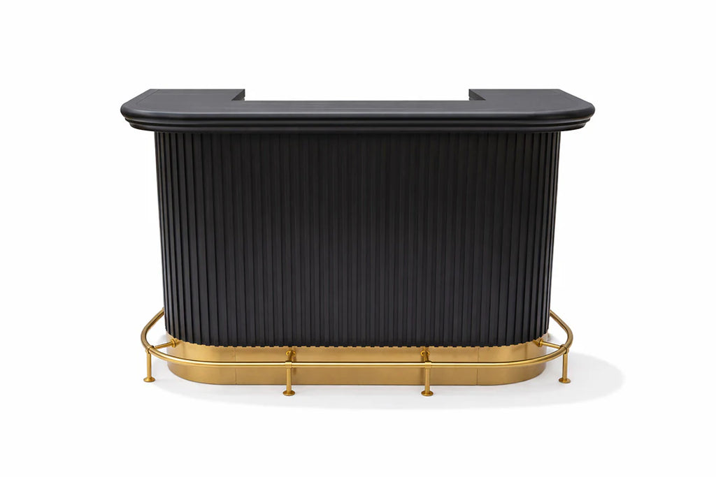 Prohibition Series 60" Cocktail Bar, Matte Black / Brass by RAM Game Room