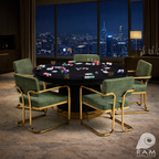 Prohibition Series Game / Dining Chair, Vintage Green (Brass Frame) by RAM Game Room