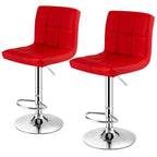 Adjustable Swivel PU Leather Bar Stools - Set of 2