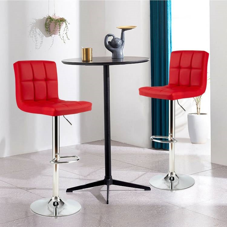 Adjustable Swivel PU Leather Bar Stools - Set of 2