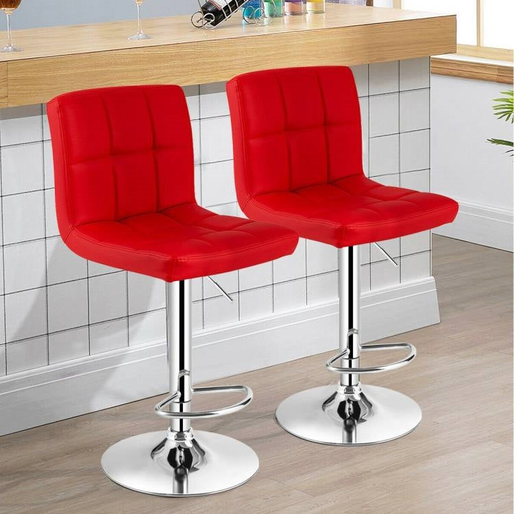 Adjustable Swivel PU Leather Bar Stools - Set of 2