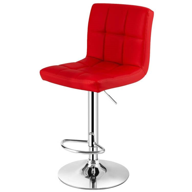 Adjustable Swivel PU Leather Bar Stools - Set of 2