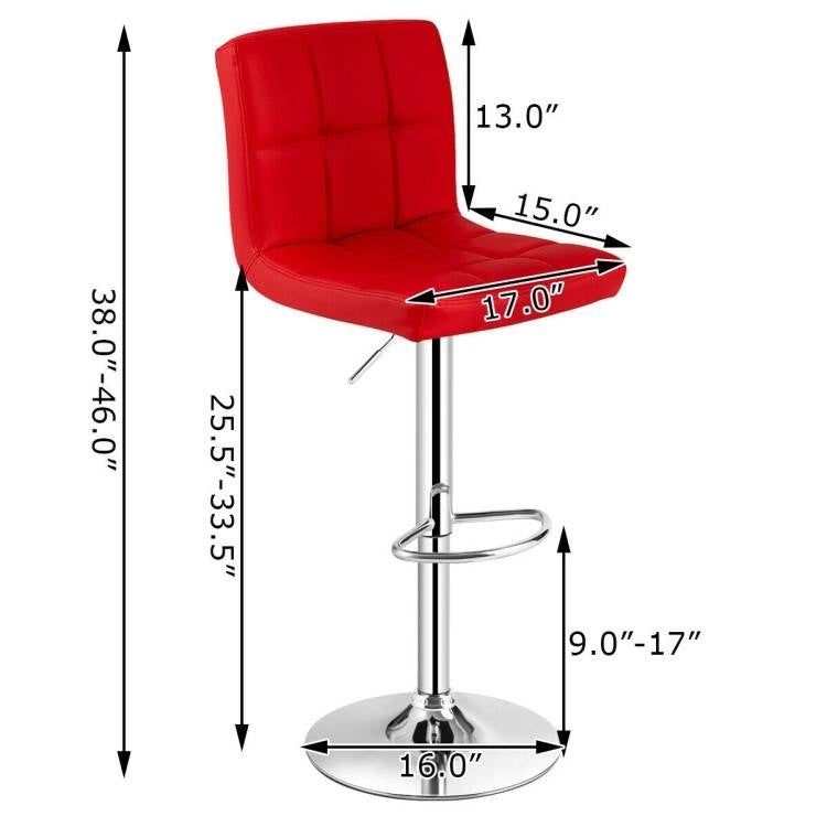 Adjustable Swivel PU Leather Bar Stools - Set of 2