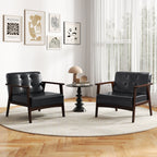 Rubber Wood Frame Accent Chair with Armrest for Living Room