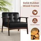 Rubber Wood Frame Accent Chair with Armrest for Living Room