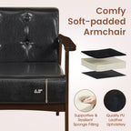 Rubber Wood Frame Accent Chair with Armrest for Living Room