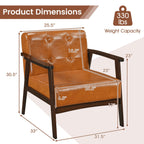 Rubber Wood Frame Accent Chair with Armrest for Living Room
