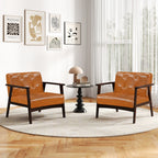 Rubber Wood Frame Accent Chair with Armrest for Living Room