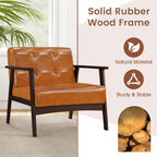 Rubber Wood Frame Accent Chair with Armrest for Living Room