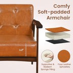 Rubber Wood Frame Accent Chair with Armrest for Living Room