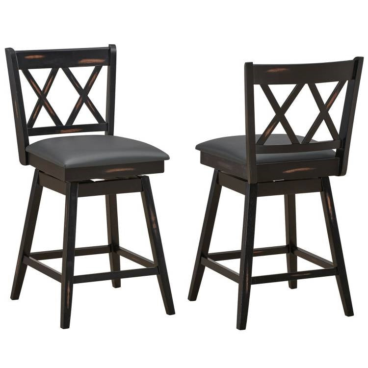 Black Wood Counter Height Swivel Bar Stools
