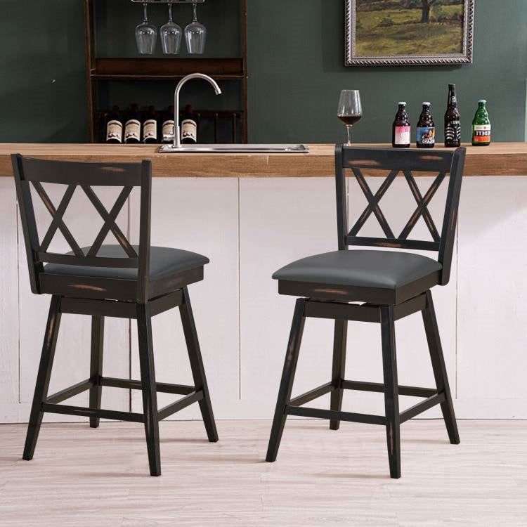 Black Wood Counter Height Swivel Bar Stools