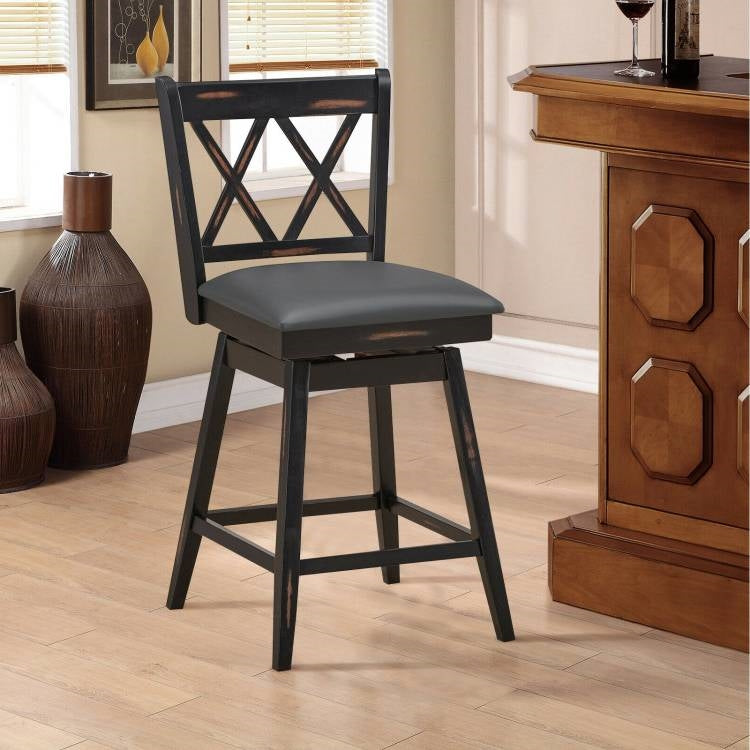Black Wood Counter Height Swivel Bar Stools