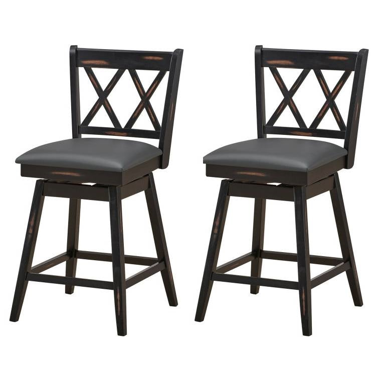 Black Wood Counter Height Swivel Bar Stools