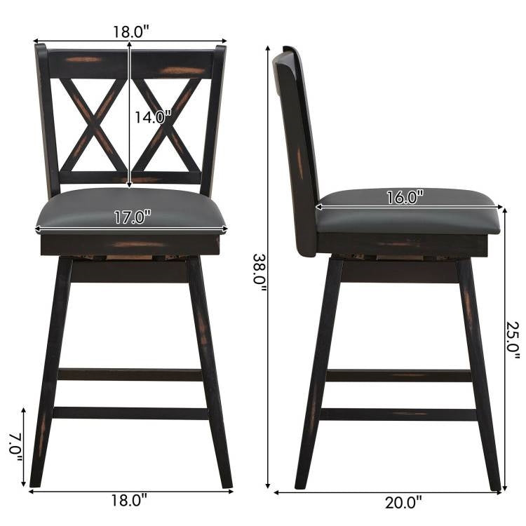 Black Wood Counter Height Swivel Bar Stools