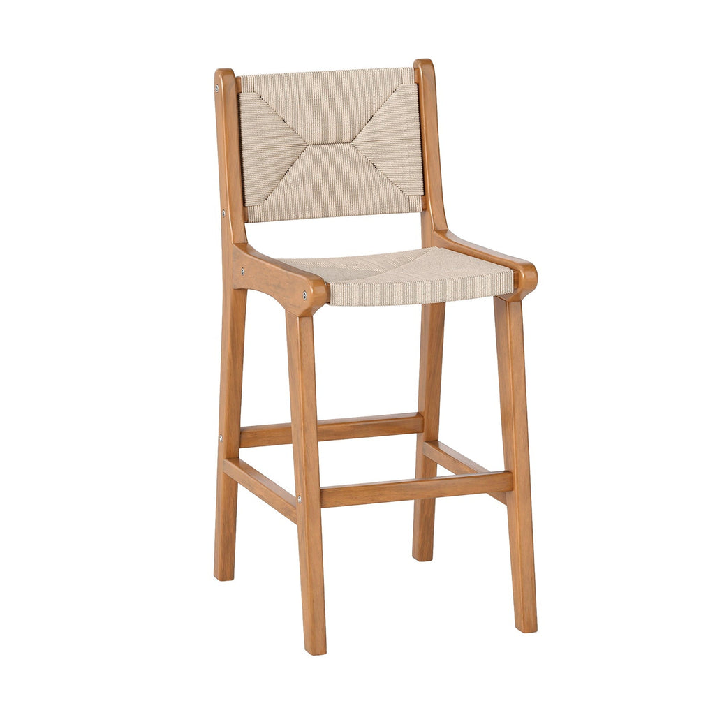 Outdoor Counter-Height Bar Stool with Woven Paper Rope Seat