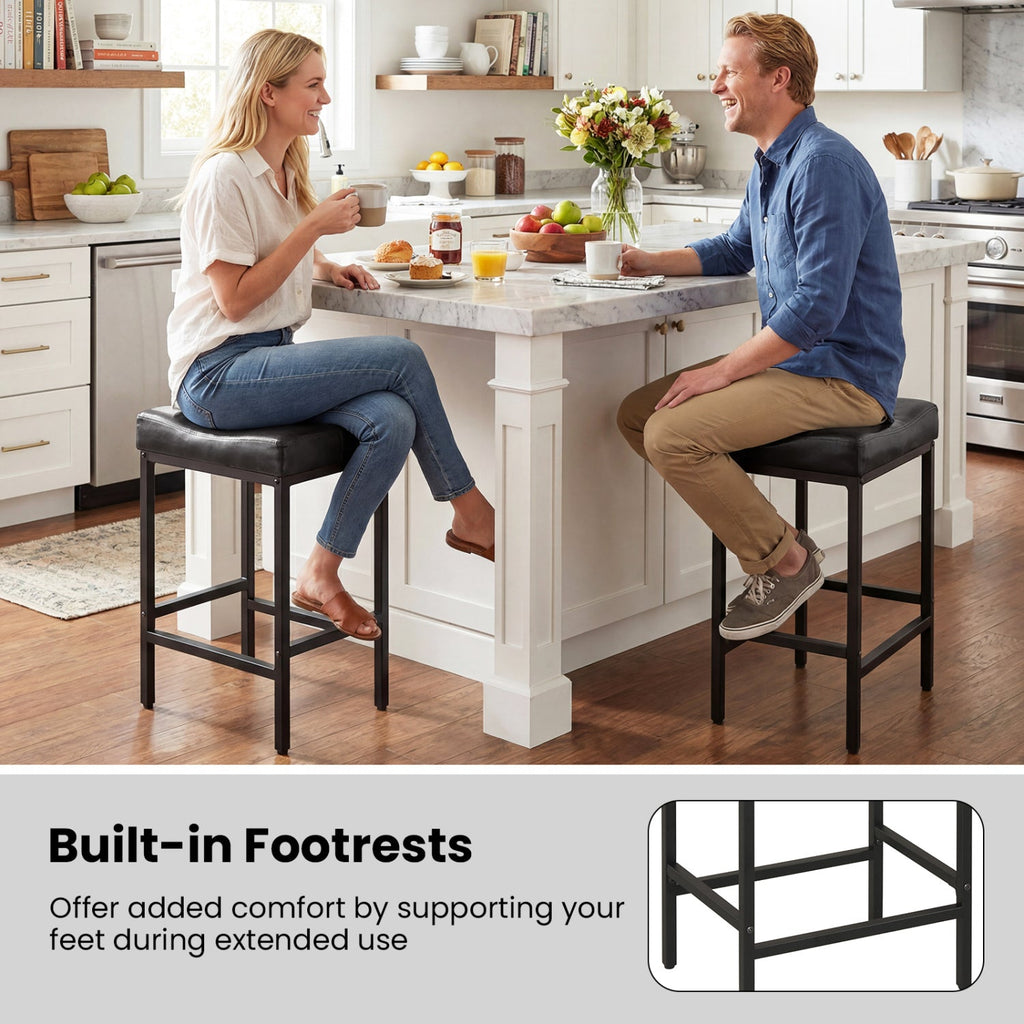 Set of 2 25 Inch Counter Height Bar Chairs for Kitchen Island