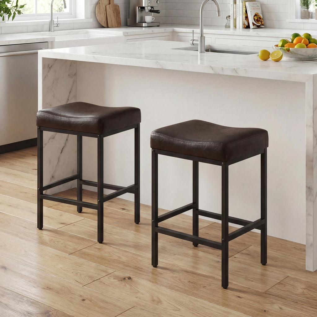 Set of 2 25 Inch Counter Height Bar Chairs for Kitchen Island