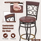 Set of 2 26 Inch Bar Stool with Backrest and Footrest