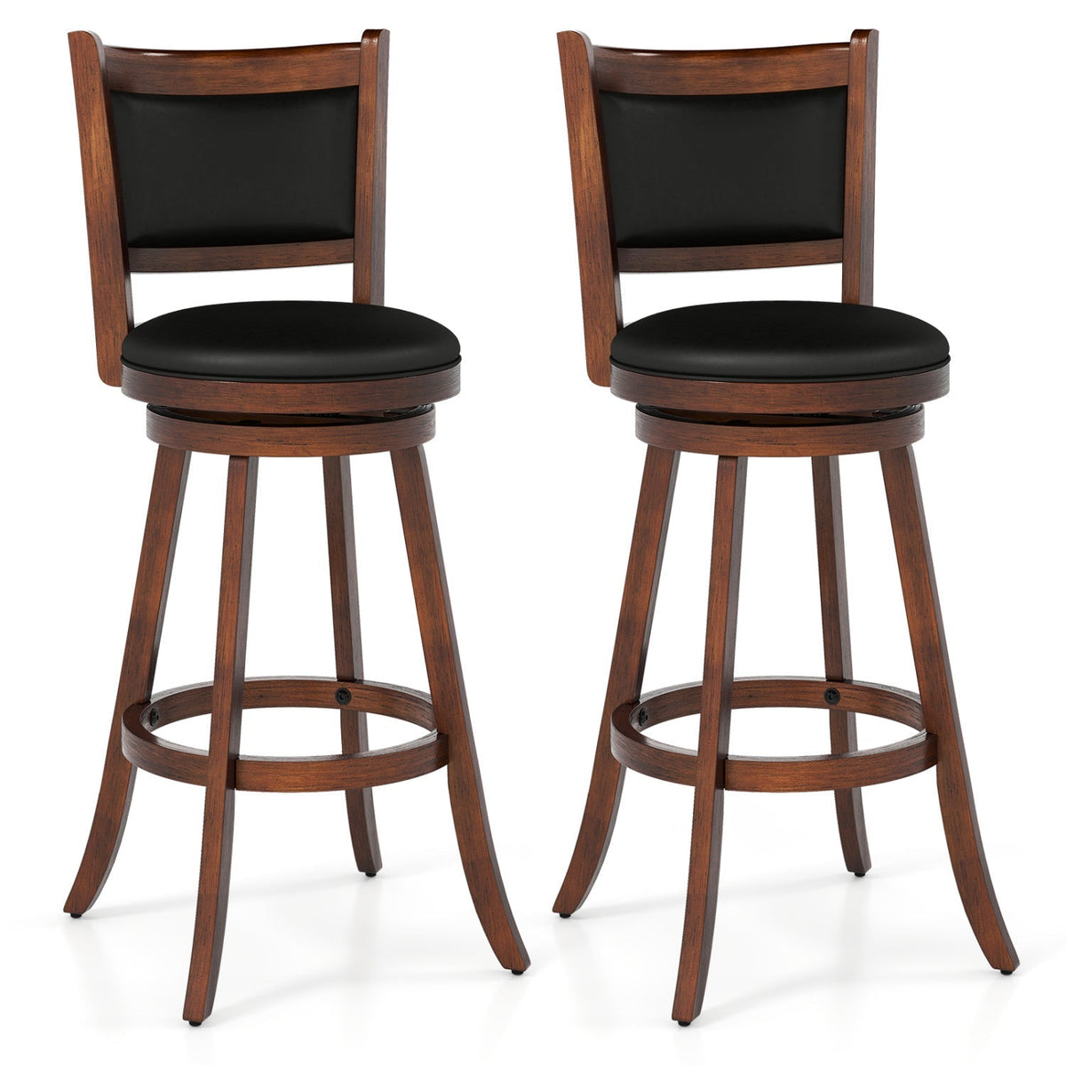 2-Piece Swivel Bar Stools with Hardwood Frame