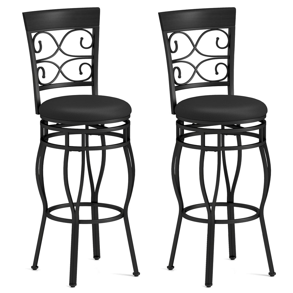30 Inch 360° Swivel Bar Stools Set of 2 with Leather Padded Seat