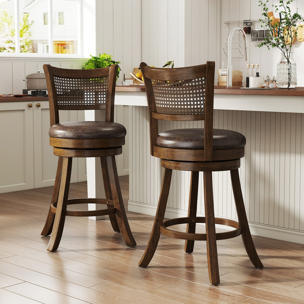 25" Swivel Bar Stools with Leathaire Upholstery - Set of 2
