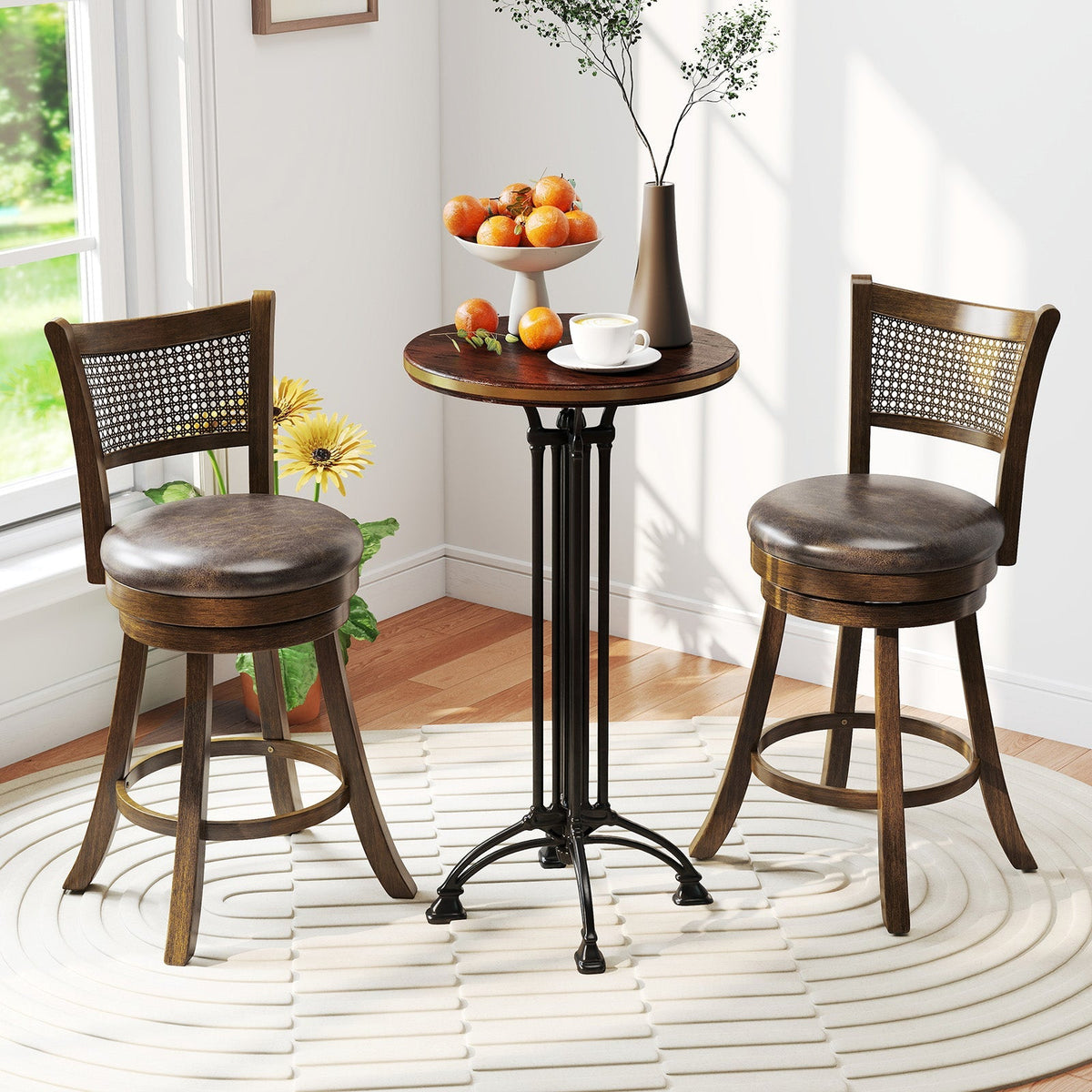 25" Swivel Bar Stools with Leathaire Upholstery - Set of 2