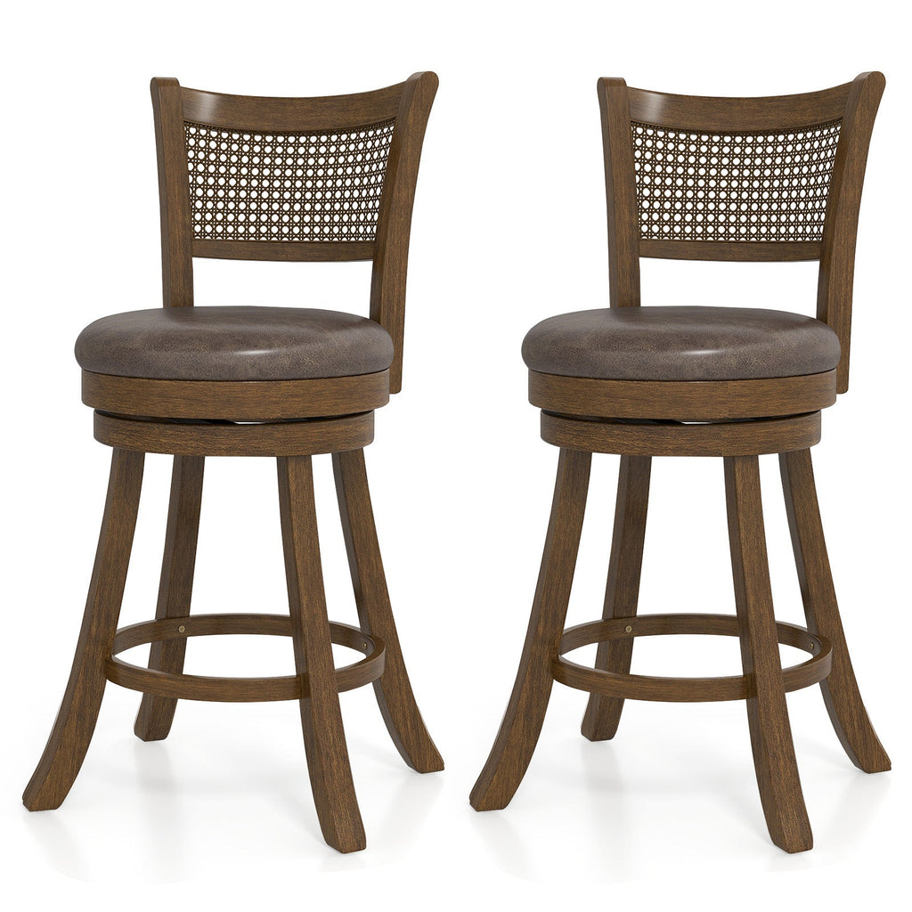 25" Swivel Bar Stools with Leathaire Upholstery - Set of 2