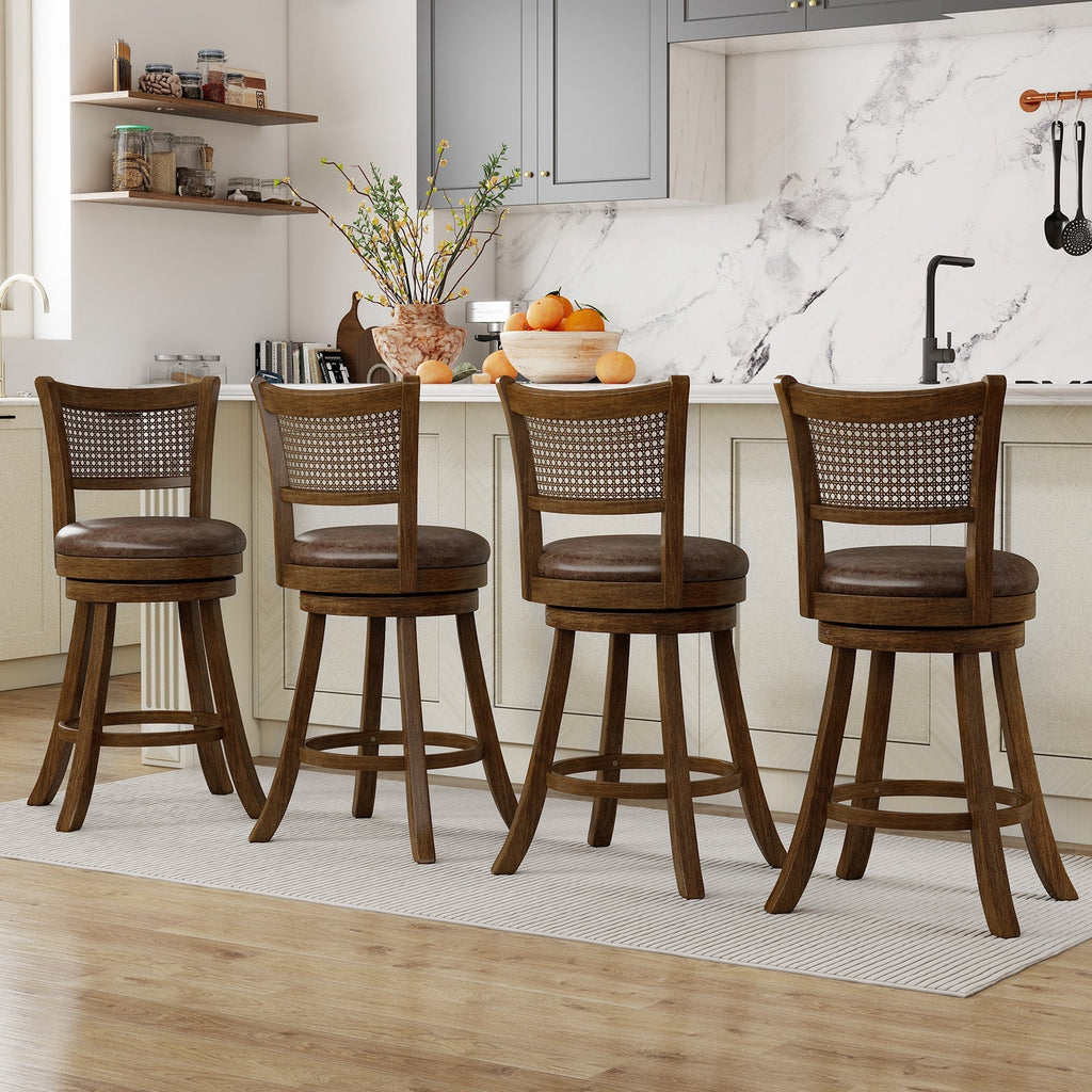 25" Swivel Bar Stools with Leathaire Upholstery - Set of 2