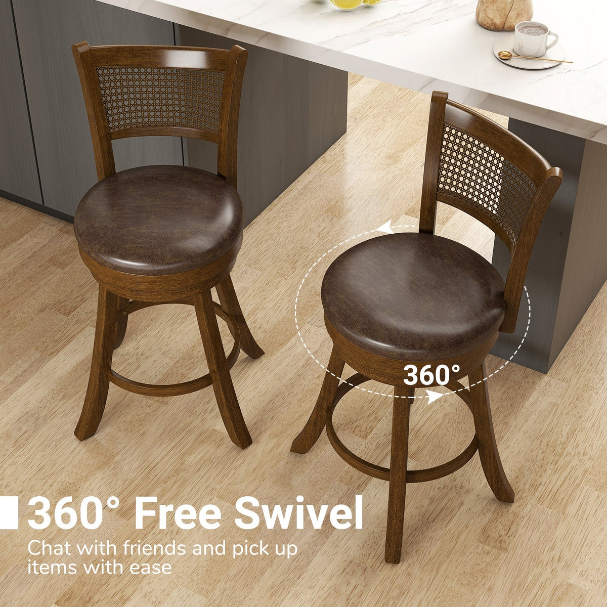 25" Swivel Bar Stools with Leathaire Upholstery - Set of 2
