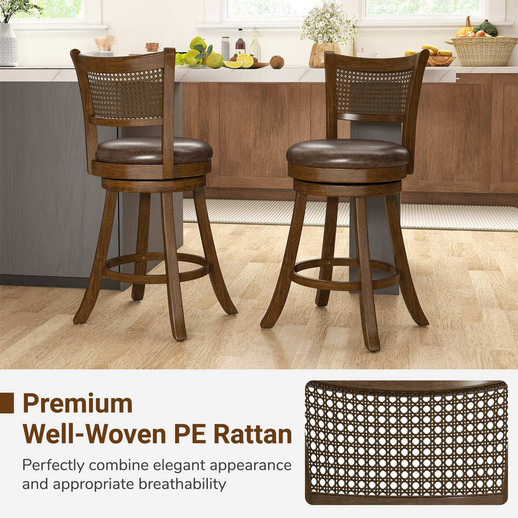 25" Swivel Bar Stools with Leathaire Upholstery - Set of 2