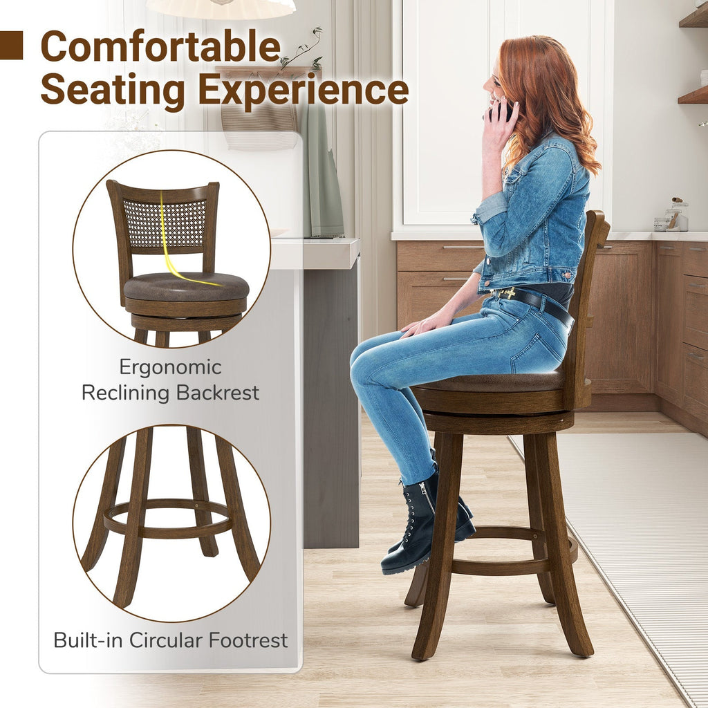25" Swivel Bar Stools with Leathaire Upholstery - Set of 2