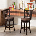 Swivel Bar Stools with Footrest and Hollowed Backrest - Set of 2