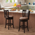 Swivel Bar Stools with Footrest and Hollowed Backrest - Set of 2