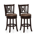 Swivel Bar Stools with Footrest and Hollowed Backrest - Set of 2