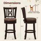 Swivel Bar Stools with Footrest and Hollowed Backrest - Set of 2
