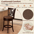 Swivel Bar Stools with Footrest and Hollowed Backrest - Set of 2