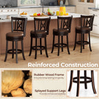 Swivel Bar Stools with Footrest and Hollowed Backrest - Set of 2