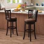Swivel Bar Stools with Footrest and Hollowed Backrest - Set of 2