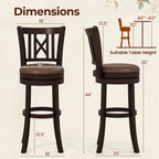 Swivel Bar Stools with Footrest and Hollowed Backrest - Set of 2