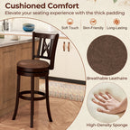 Swivel Bar Stools with Footrest and Hollowed Backrest - Set of 2