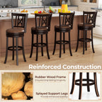 Swivel Bar Stools with Footrest and Hollowed Backrest - Set of 2